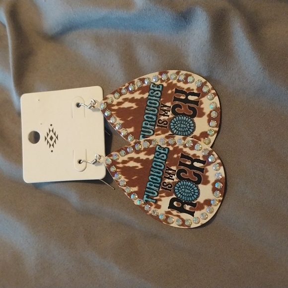 "Turquoise is My Rock" earrings - Picture 1 of 6